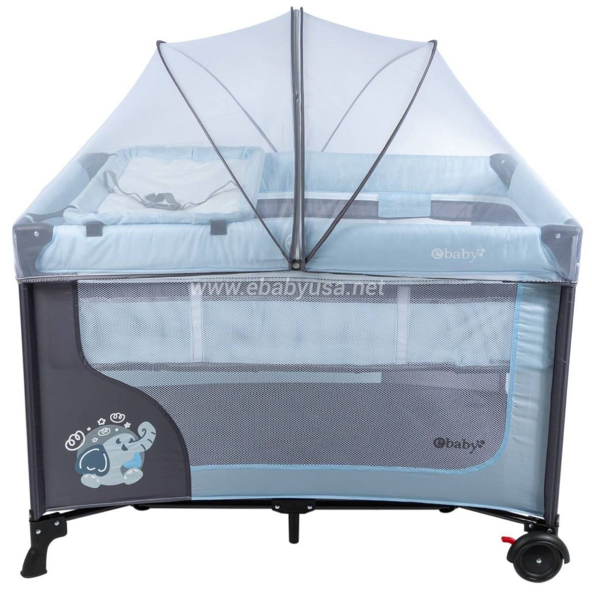 EBABY - Cuna Corral Ebaby Con Cambiador Happy Dream Celeste+Colchón