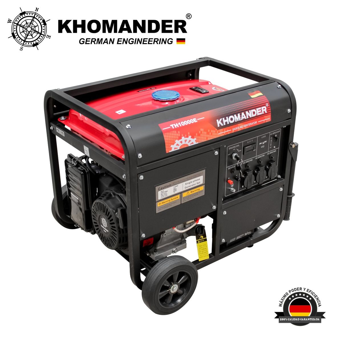 KHOMANDER - GENERADOR GASOLINERO 9000W  220V ROJO - KHOMANDER