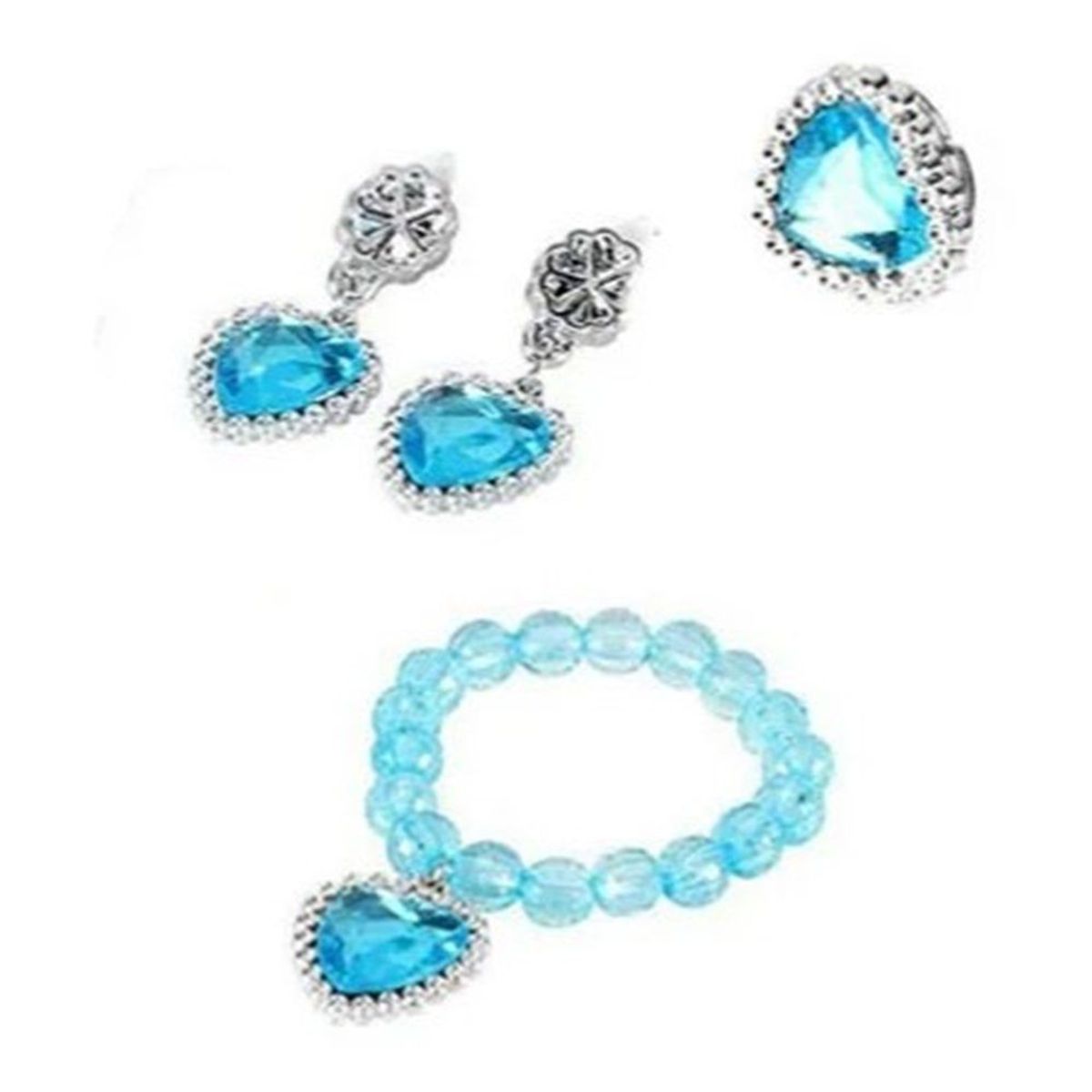 GENERICO - Accesorio Princesa Niña Pulsera Anillo Arete Día del Niño