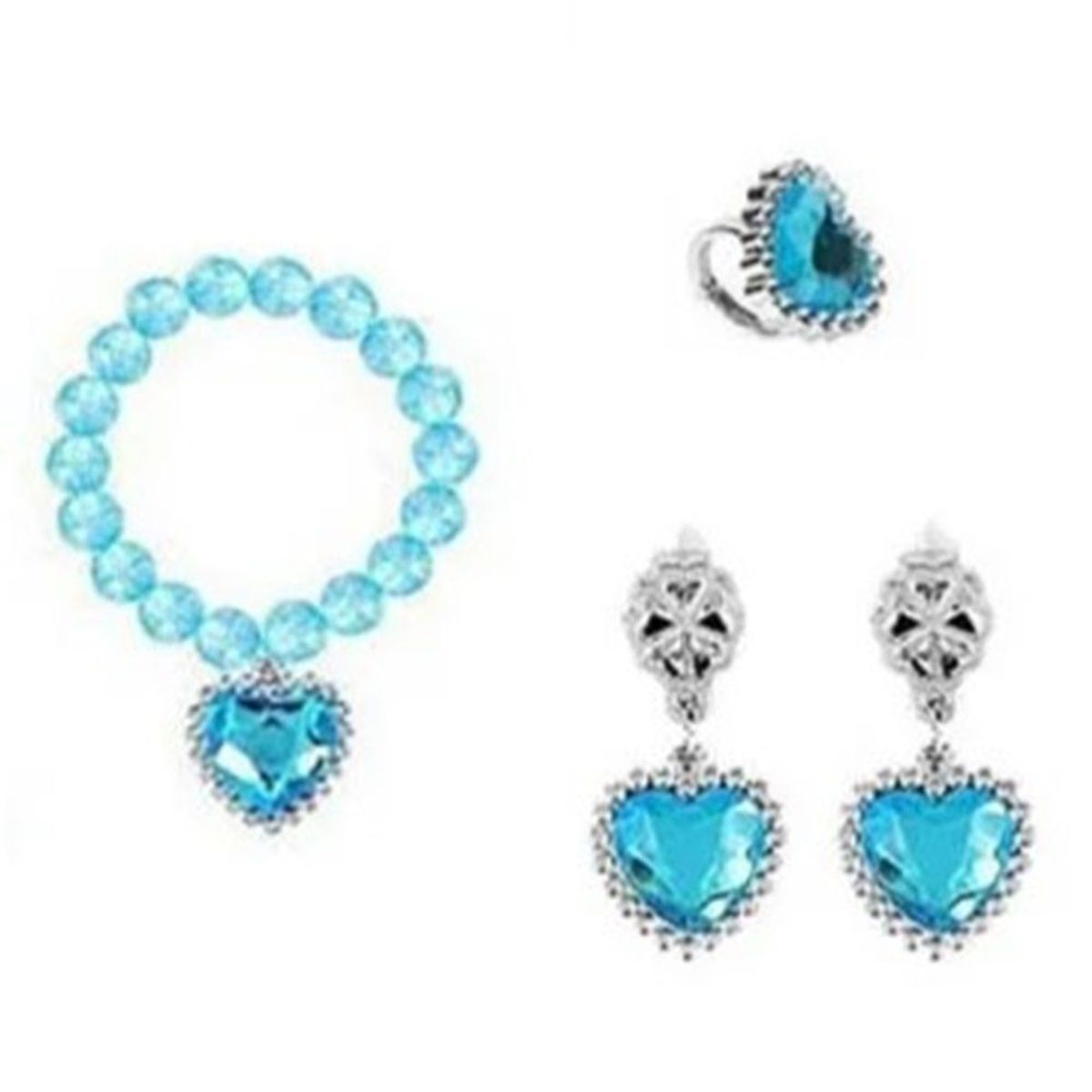 GENERICO - Accesorio Princesa Niña Pulsera Anillo Arete Día del Niño