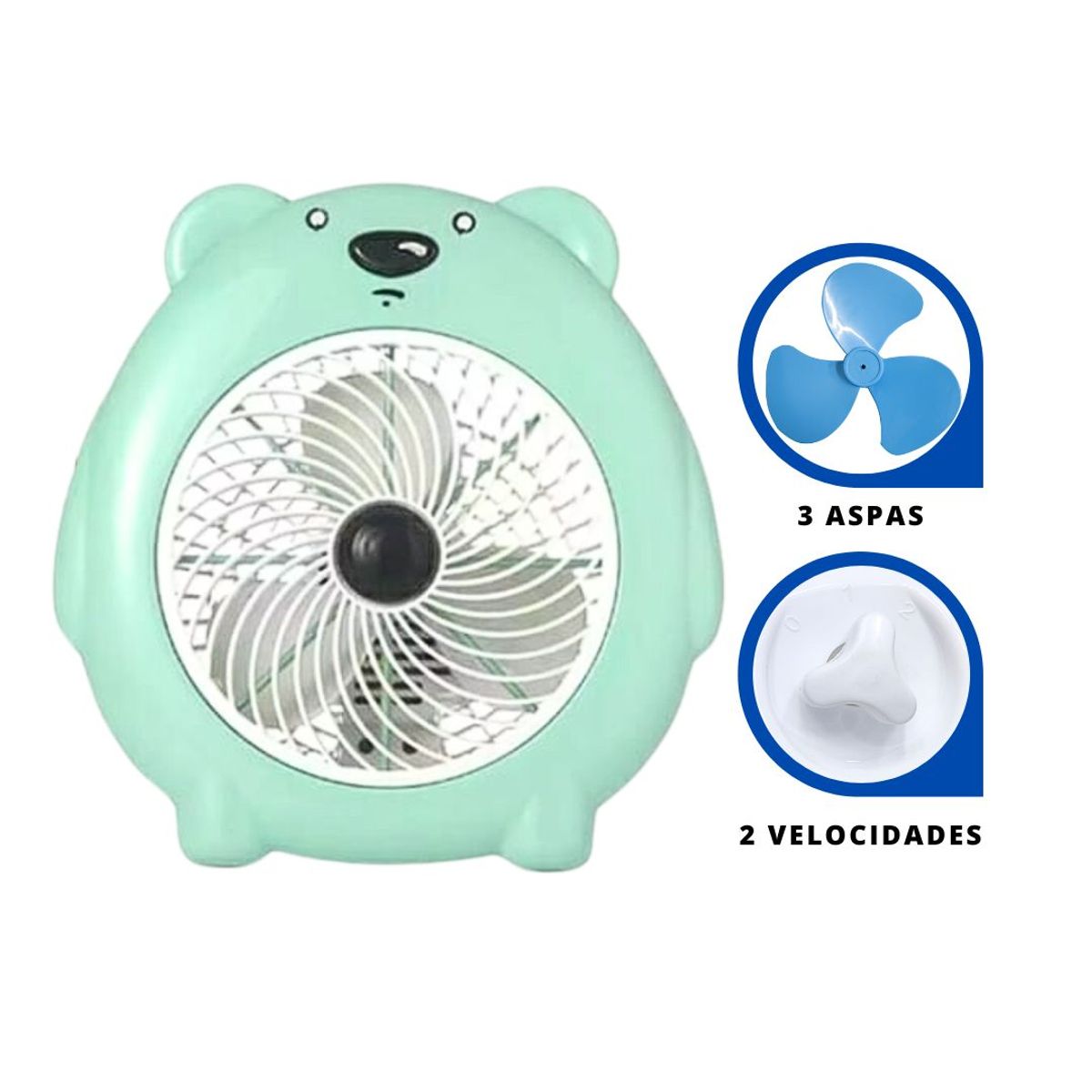 GENERICO - Ventilador Kawai 2 Velocidades Oso Verde