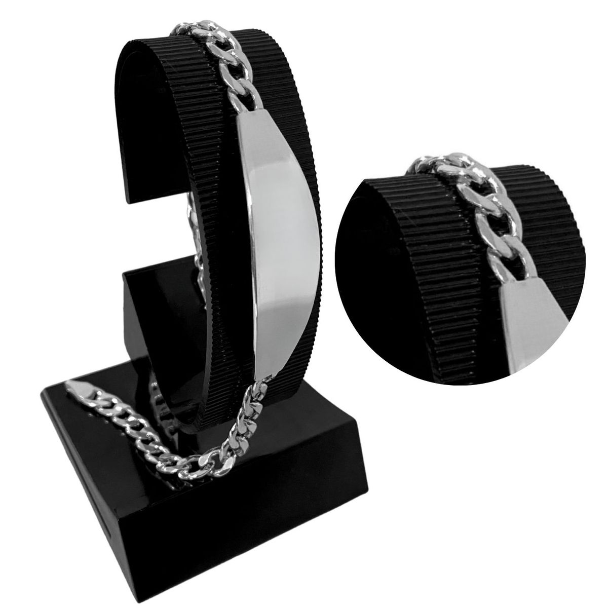GENERICO - Pulsera Esclava Placa Eslabón Lomo Regalo Papá Novio Plata