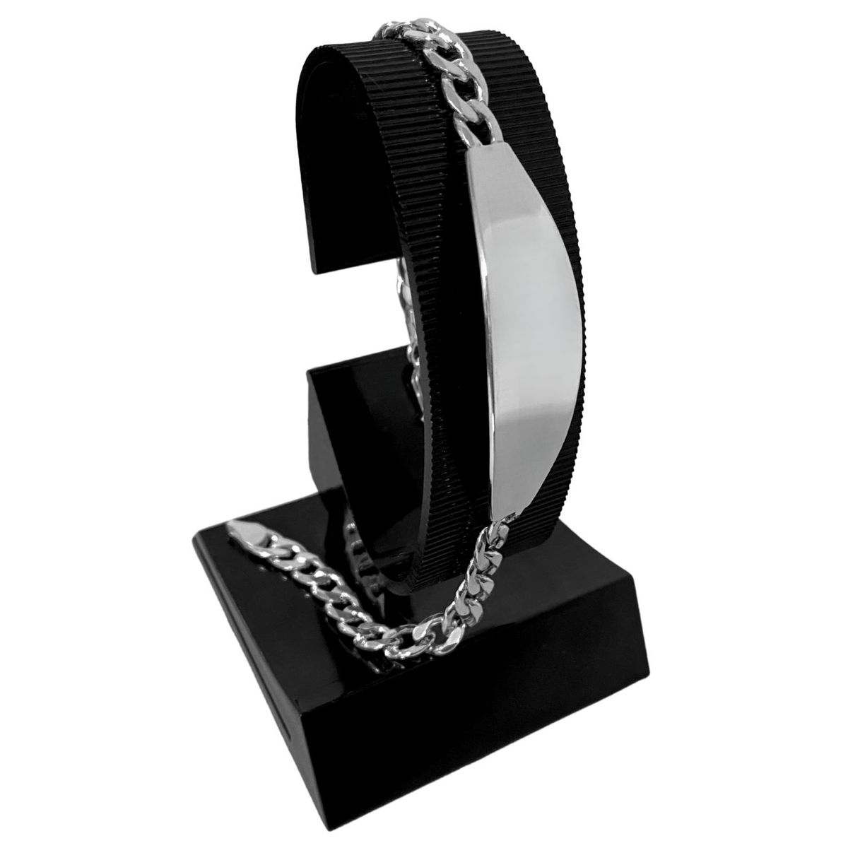 GENERICO - Pulsera Esclava Placa Eslabón Lomo Regalo Papá Novio Plata