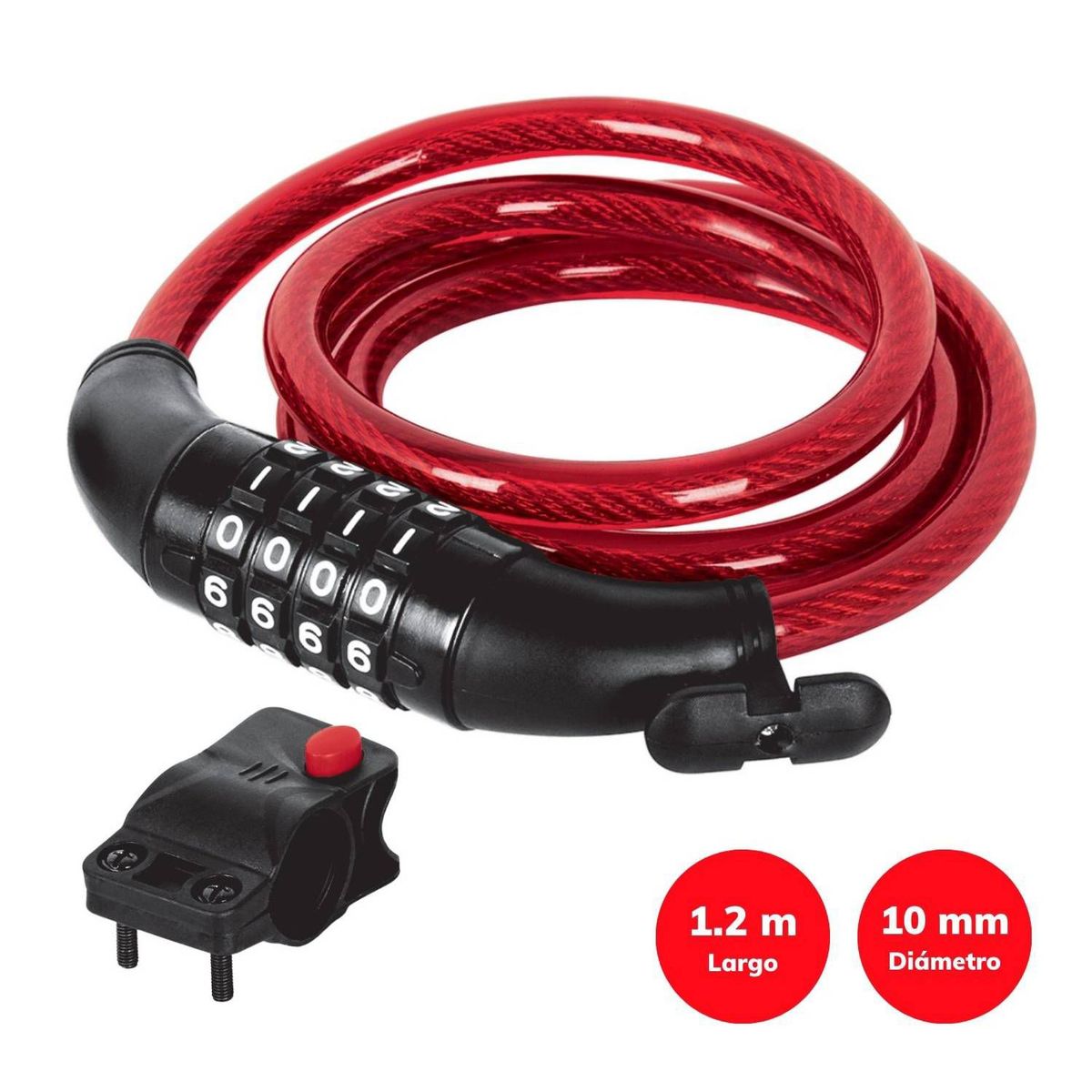 HERMEX - Candado Cadena para bicicleta Con Clave numérica, 10 mm X 1.2 mt Hermex 43925