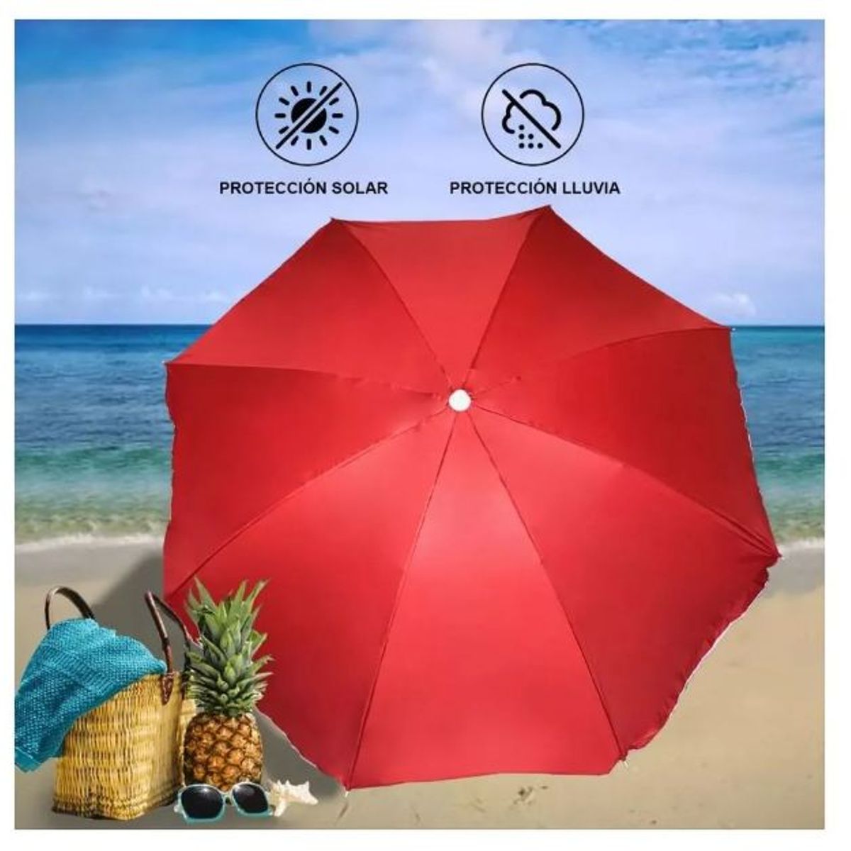 GENERICO - Sombrilla de playa jardín protectora de rayos solares