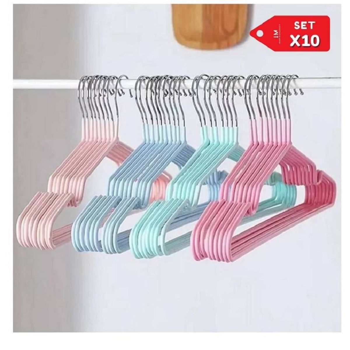 GENERICO - Ganchos, Colgadores Para Ropa Antideslizante 10 Unidades verde