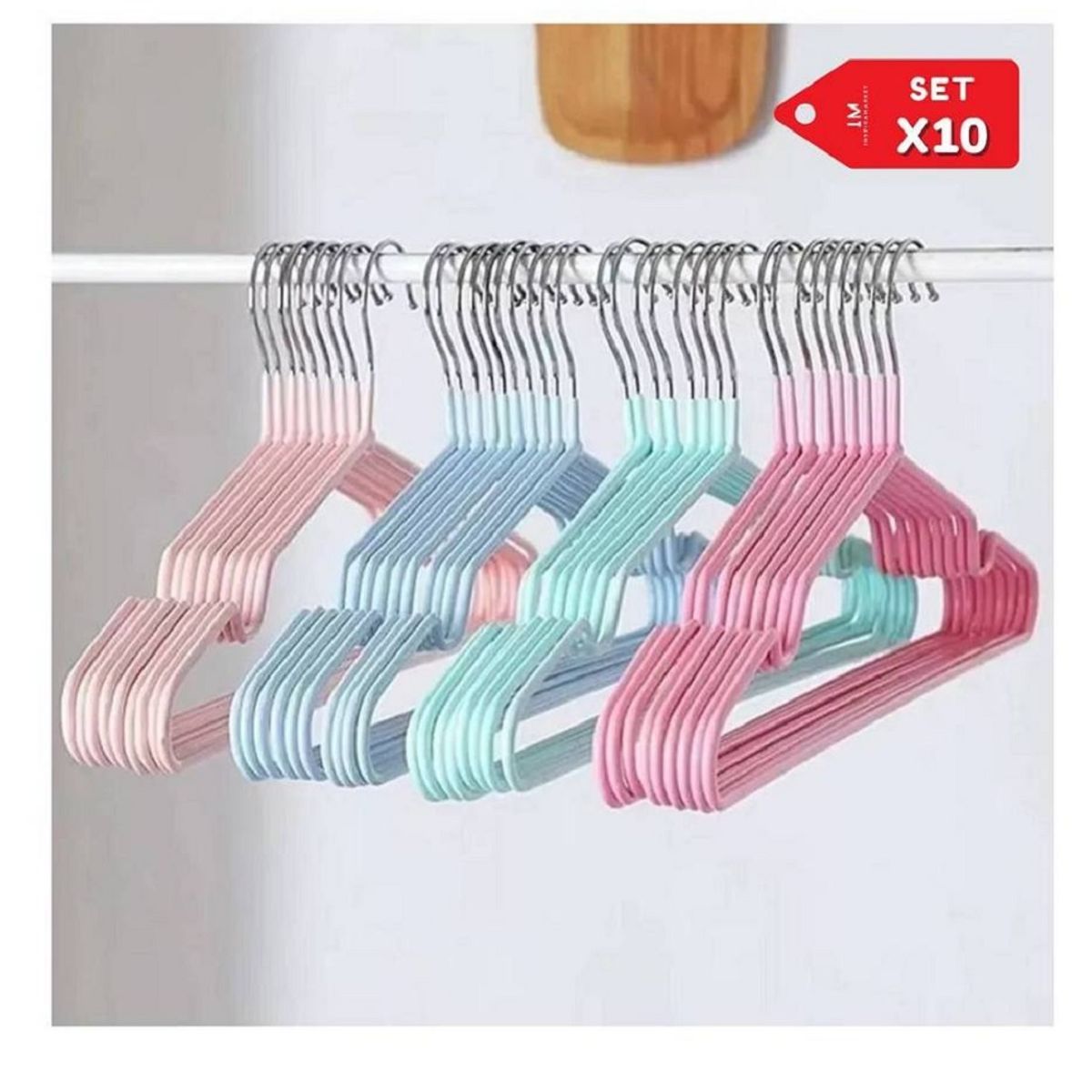 GENERICO - Ganchos, Colgadores Para Ropa Antideslizante 10 Unidades verde