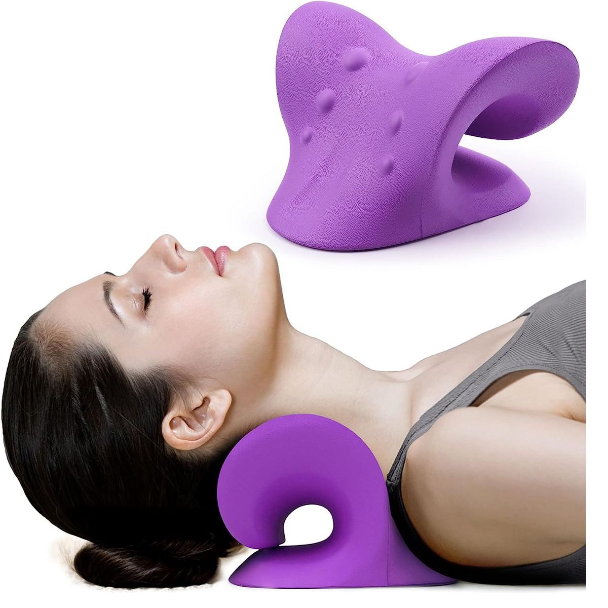 GENERICO - SOPORTE CUELLO HOMBROS Almohada Quiropráctica Morado