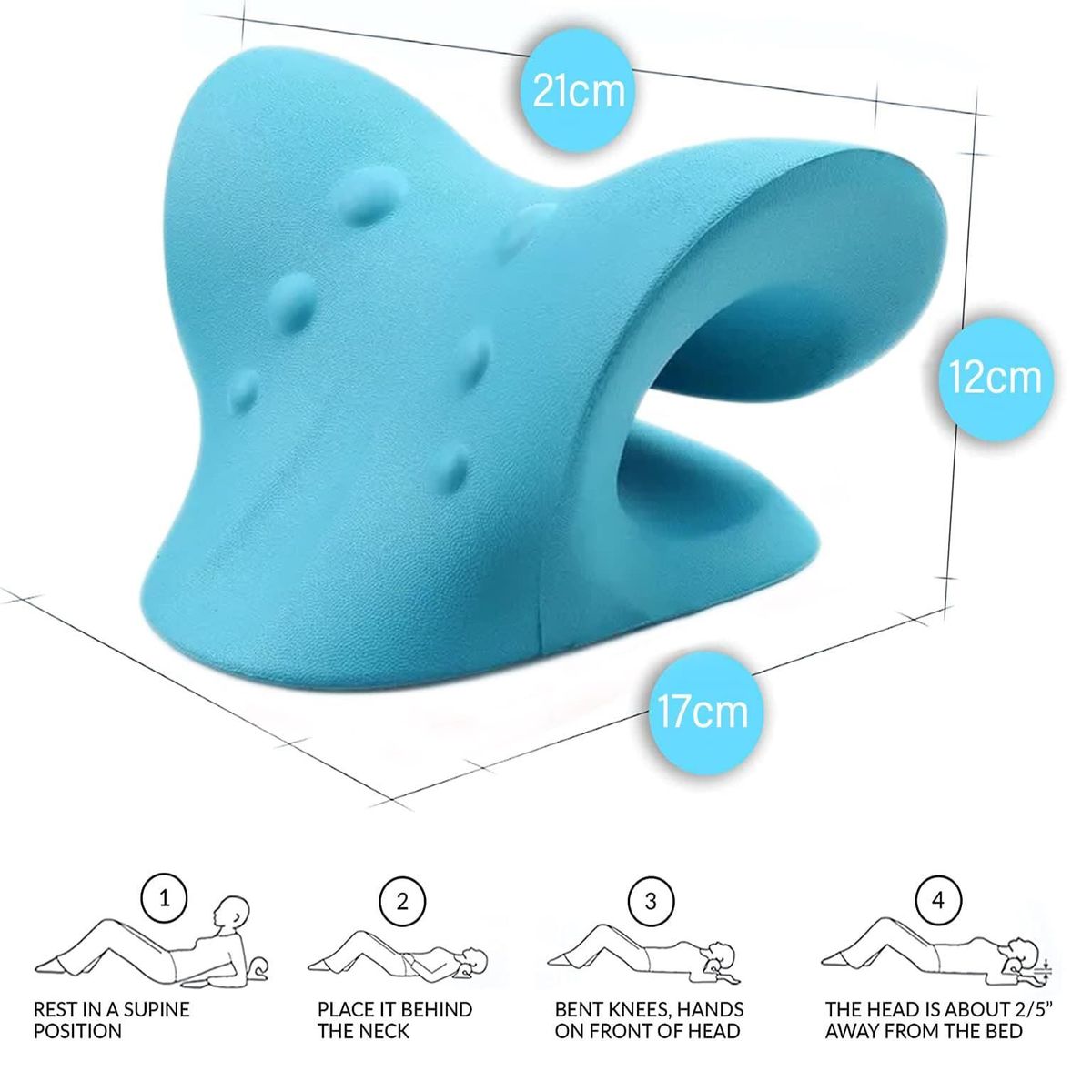 GENERICO - SOPORTE CUELLO HOMBROS Almohada Quiropráctica Turqueza