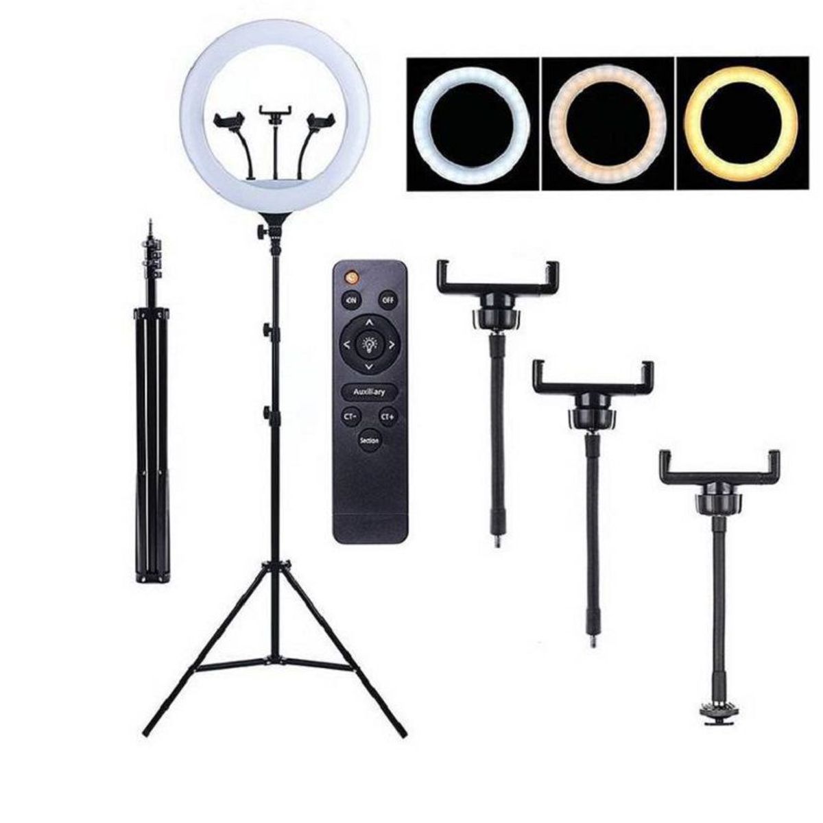 GENERICO - Aro Anillo Luz Led 46 cm Fotografía y Video + Trípode + Control