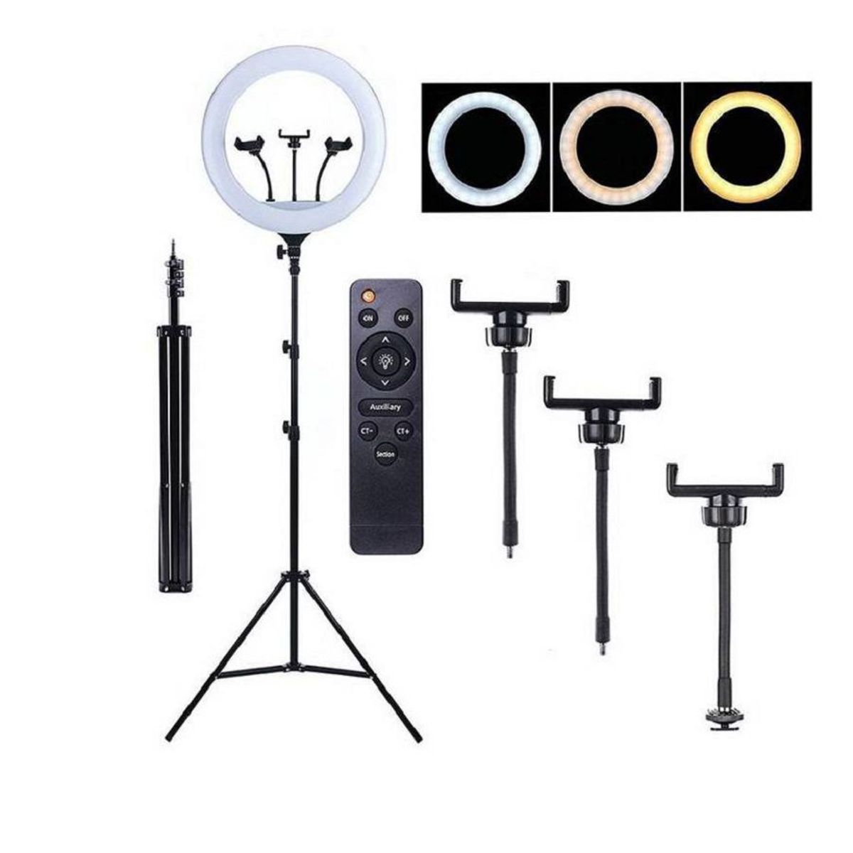 GENERICO - Aro Anillo Luz Led 46 cm Fotografía y Video + Trípode + Control