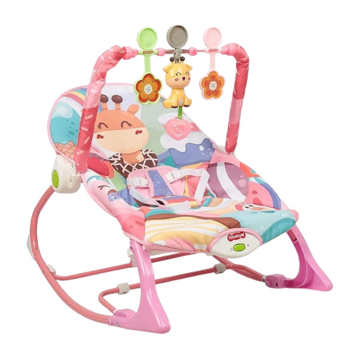 GENERICO - MECEDORA MUSICAL CON VIBRADOR PARA BEBÉ - COLOR ROSADO