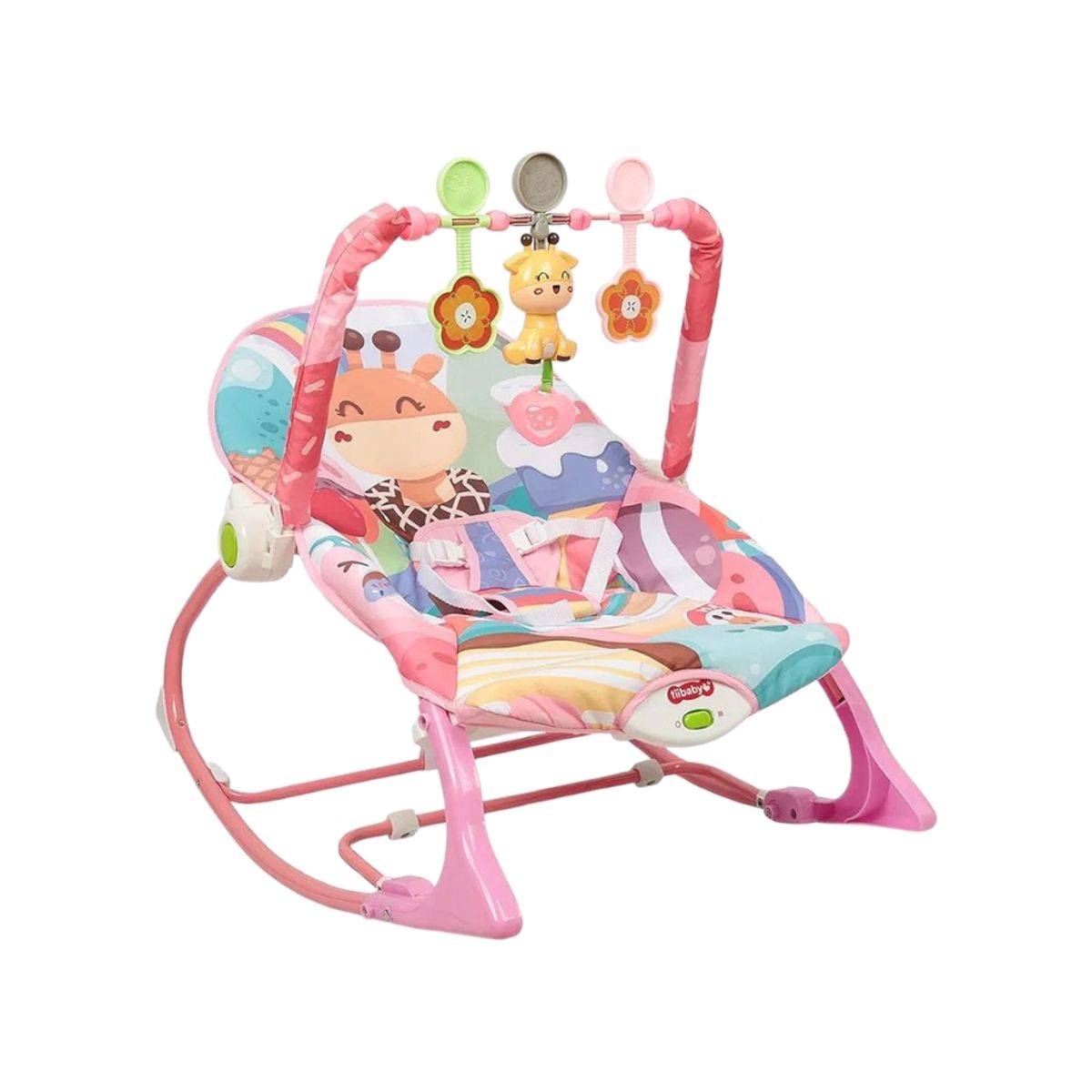 GENERICO - MECEDORA MUSICAL CON VIBRADOR PARA BEBÉ - COLOR ROSADO