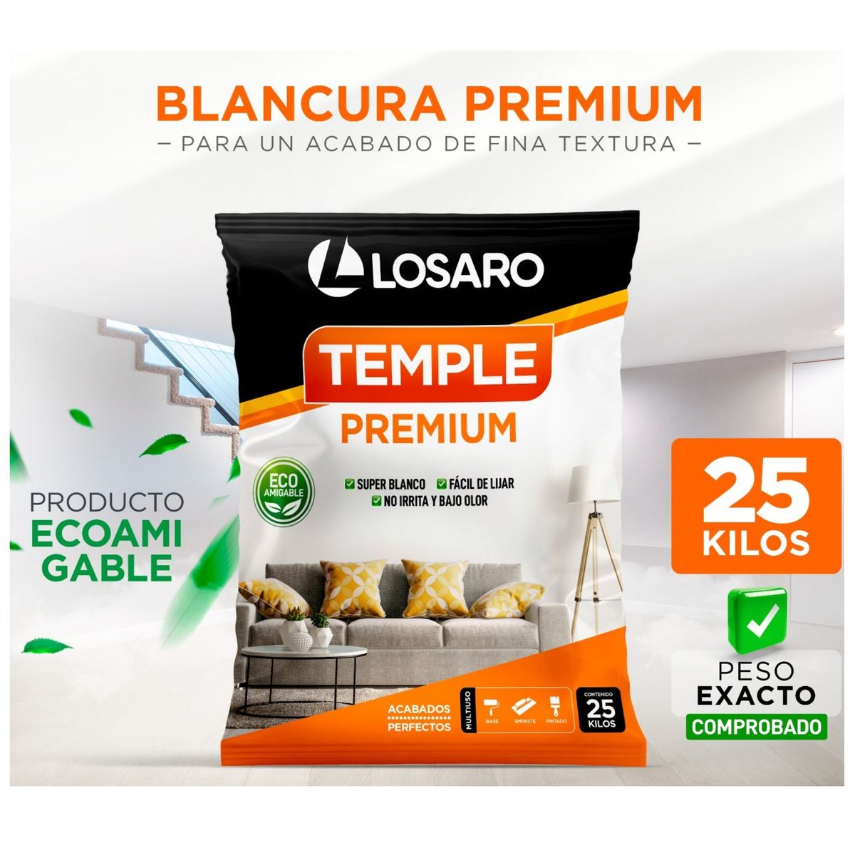 LOSARO - TEMPLE PREMIUM LOSARO X 25 KG SUPER BLANCO