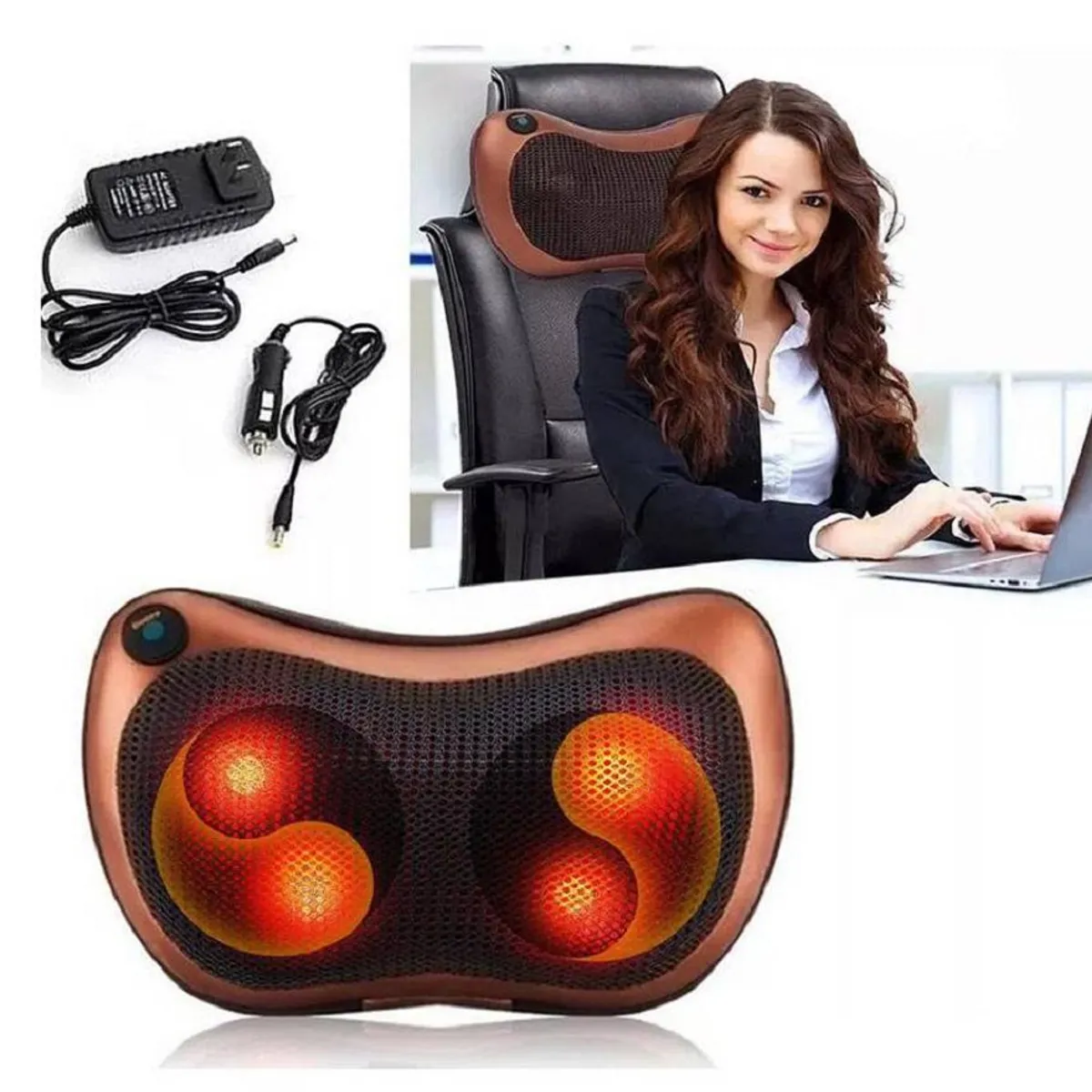 GENERICO - Almohada Masajeador Cervical Shiatsu Corporal Termoterapia Relajante