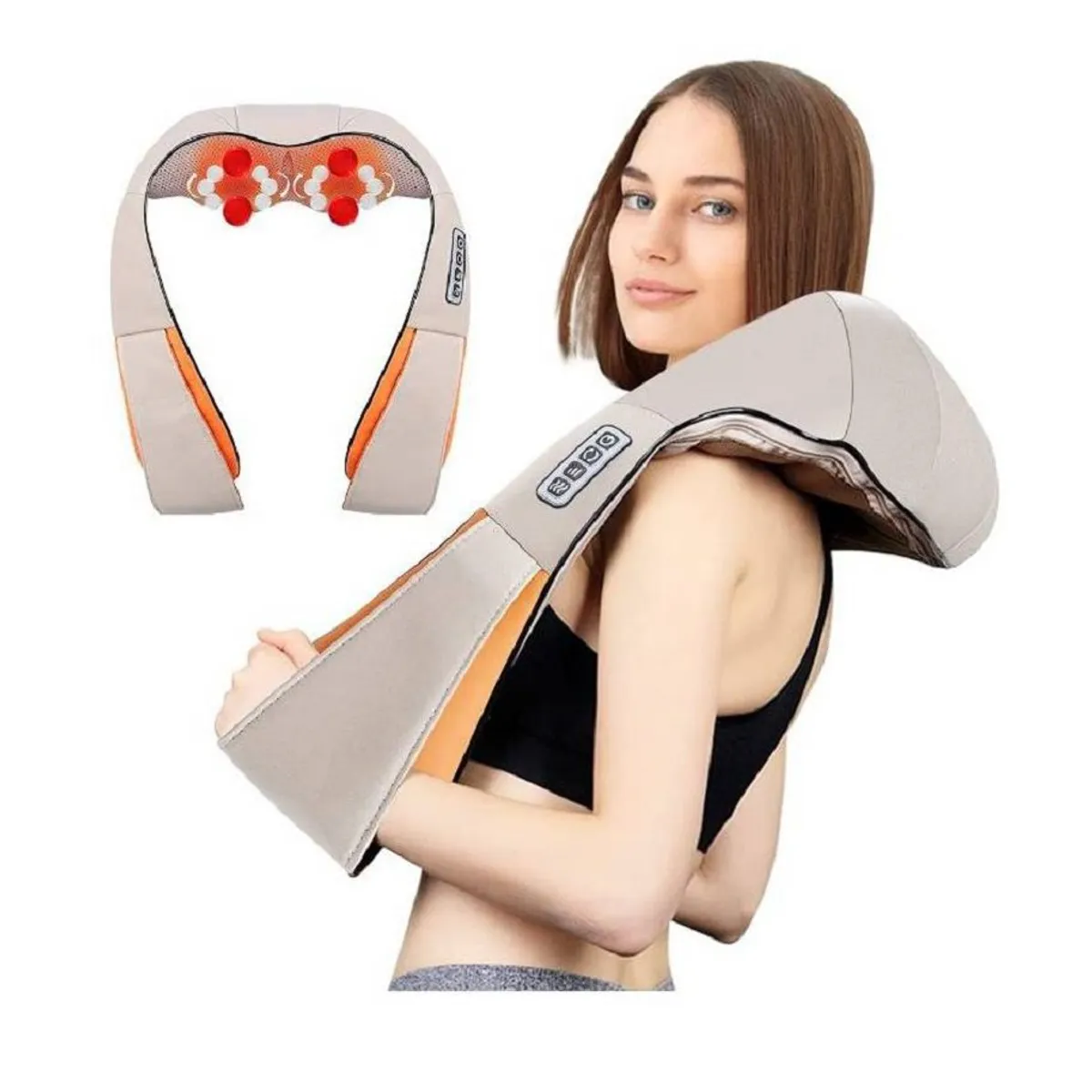 GENERICO - Masajeador Cervical y Espalda Infrarojo en Forma de U con 16 Nodos