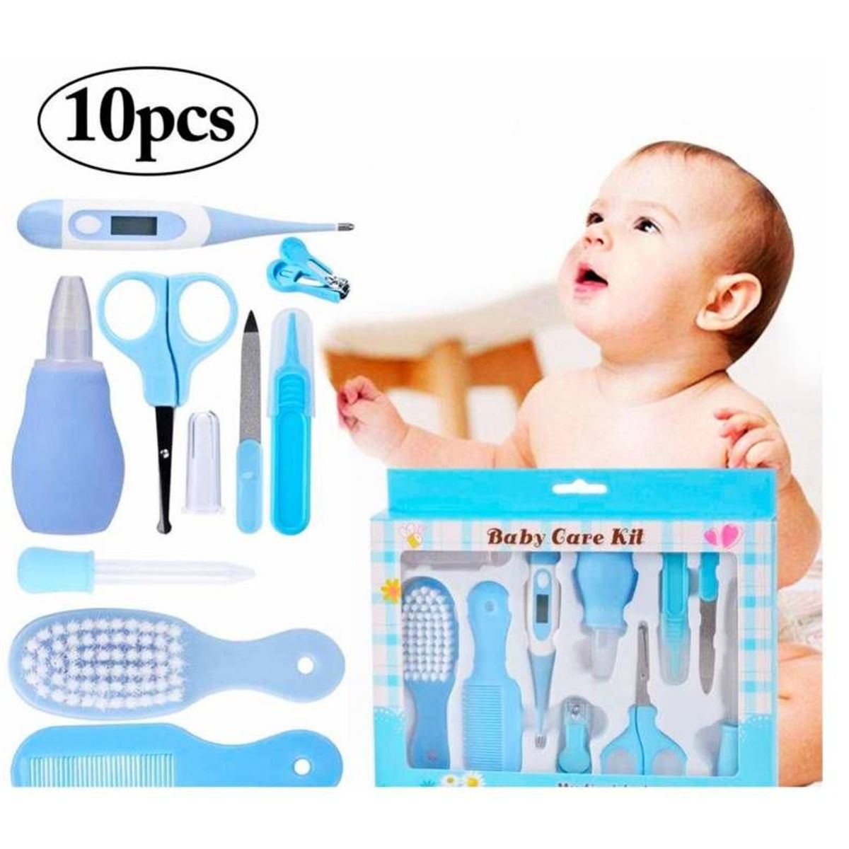 OEM - Kit de Cuidado para Bebes de 10 Piezas Celeste