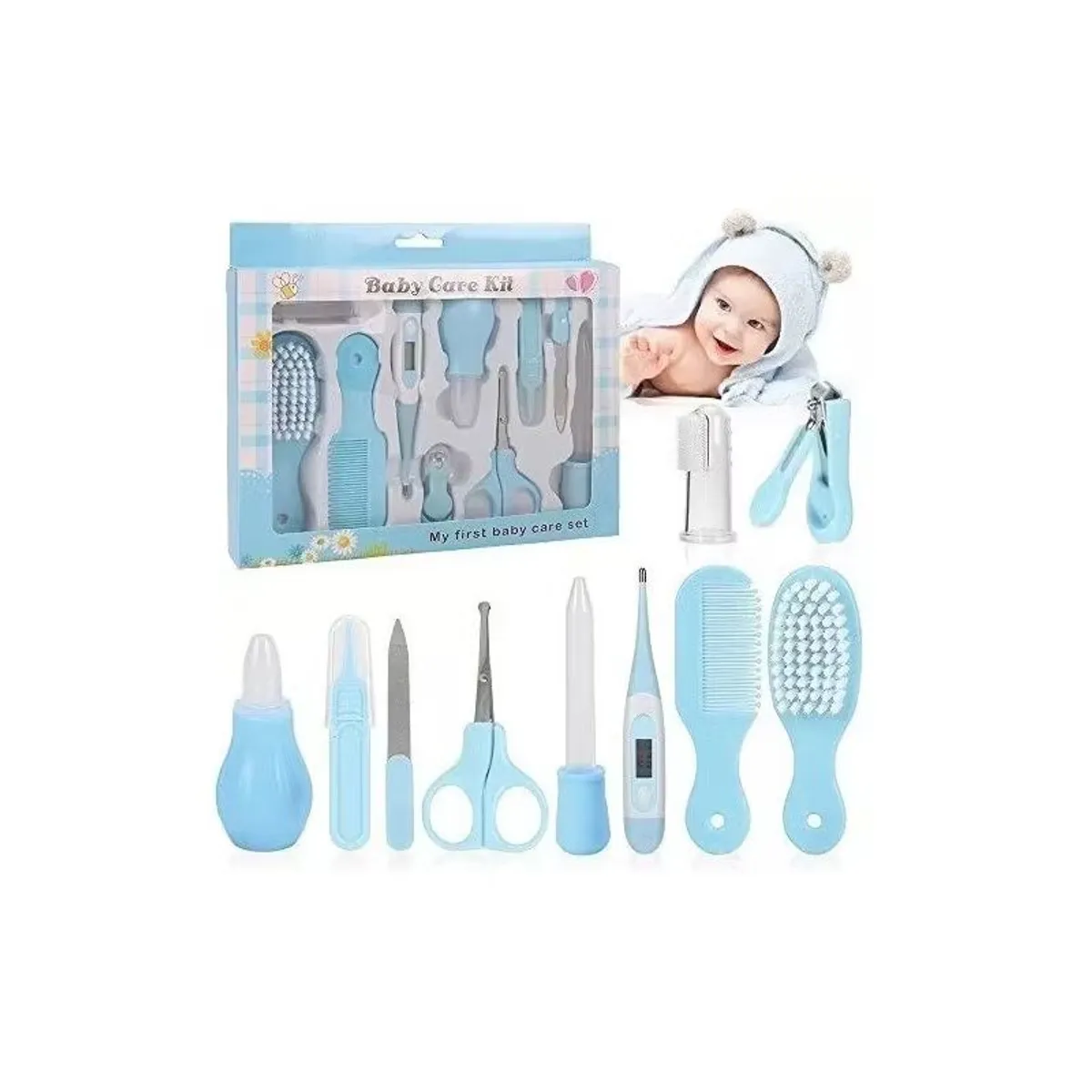 GENERICO - Kit de Cuidado para Bebes de 10 Piezas Celeste