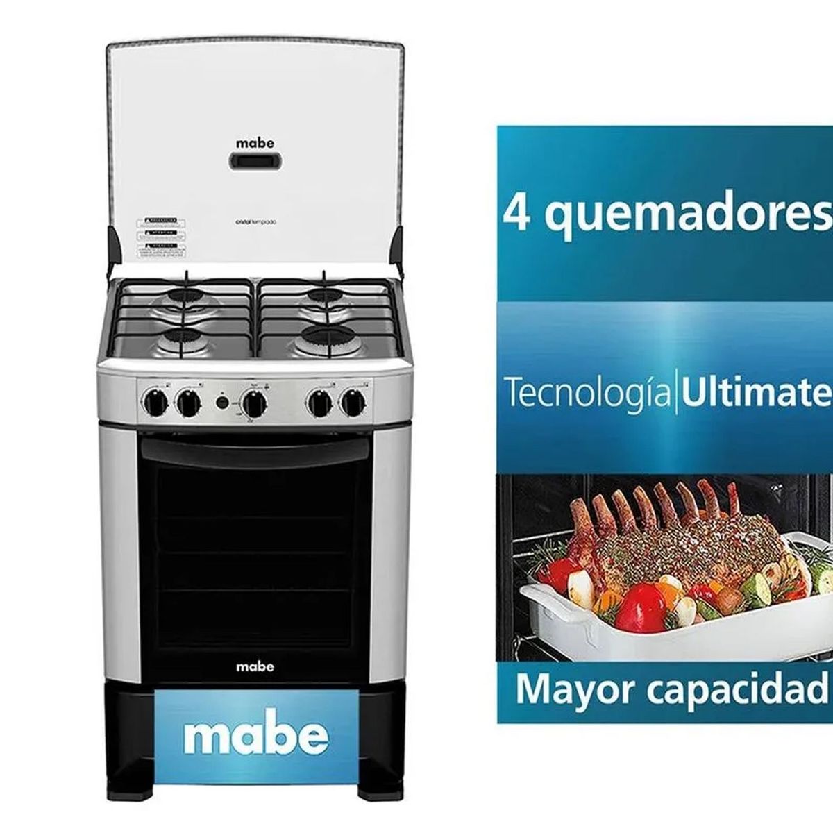 MABE - Cocina Mabe a Gas 4 Hornillas Inoxidable CMP6014AG0 Silver
