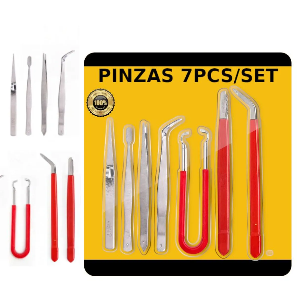 GENERICO - Pinzas Reparacion Pc Celular Set 7pcs Mango Recubierto +Pinza inversa
