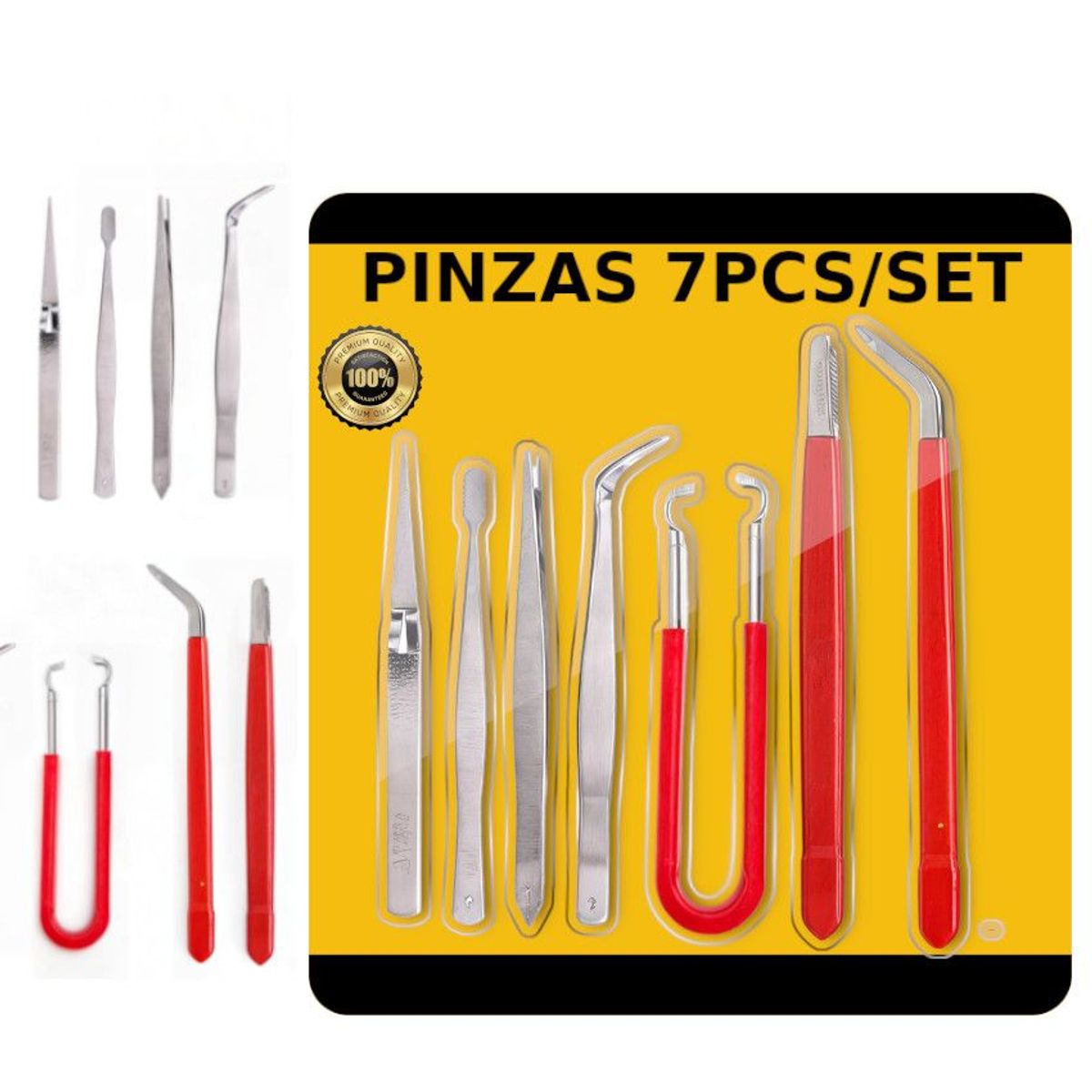 GENERICO - Pinzas Reparacion Pc Celular Set 7pcs Mango Recubierto +Pinza inversa