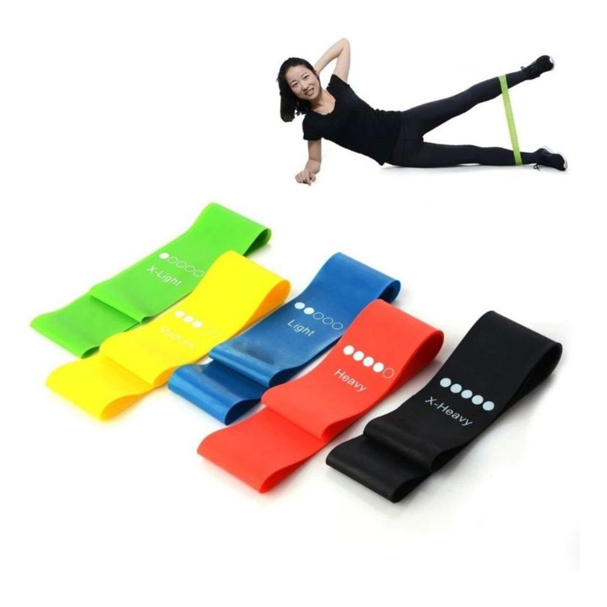 GENERICO - Kit 5 Bandas Elásticas Deporte Yoga