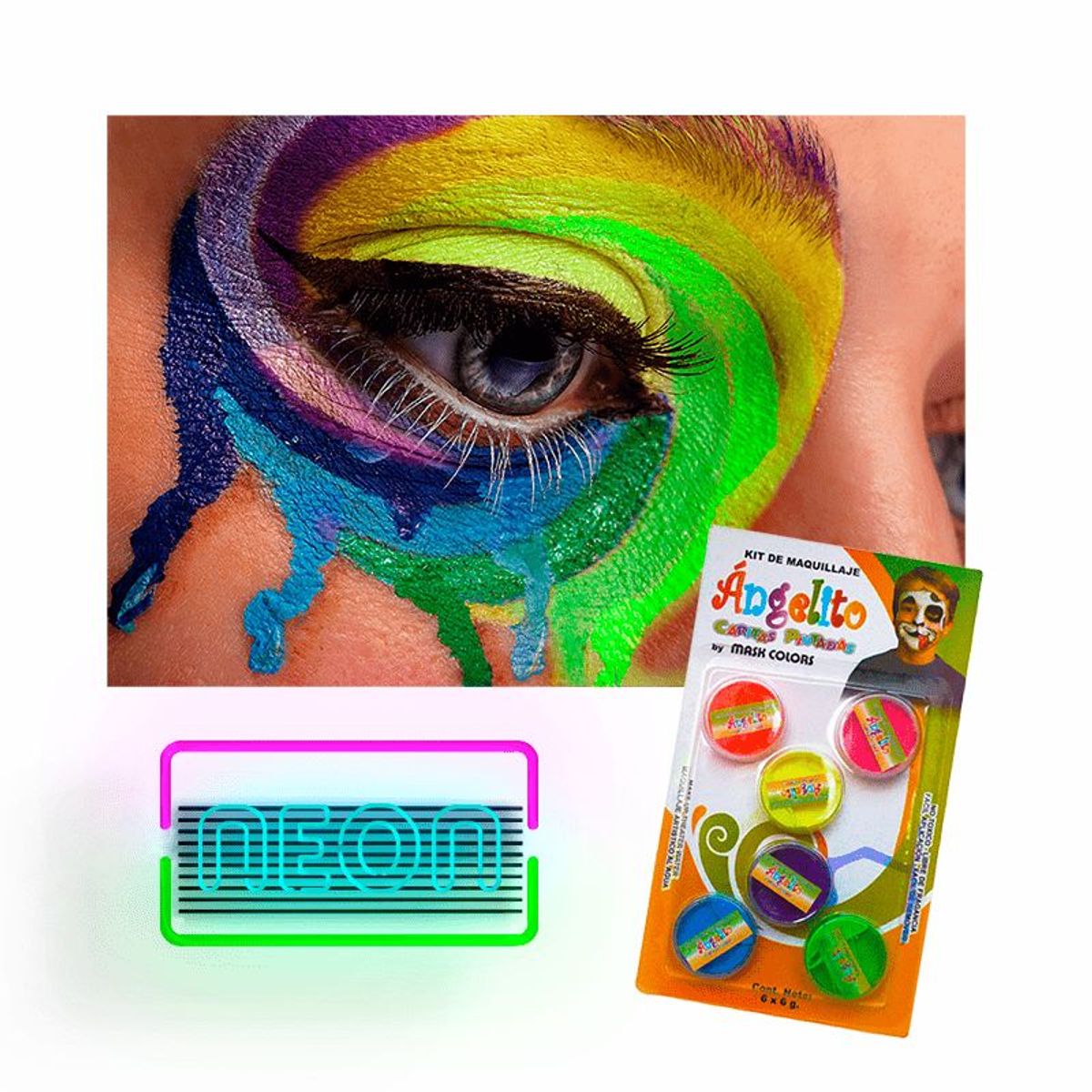 MASK COLORS - MAQUILLAJE COLORES NEÖN Set x 6 unds