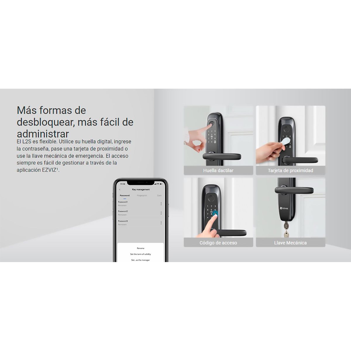 EZVIZ - Cerradura Electrónica LS2 Ezviz Inteligente con Huella Dactilar