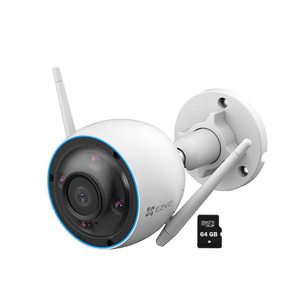 EZVIZ - Cámara Seguridad Wifi Exterior H3 2K 3MP Ezviz Visión Noche + SD 64GB