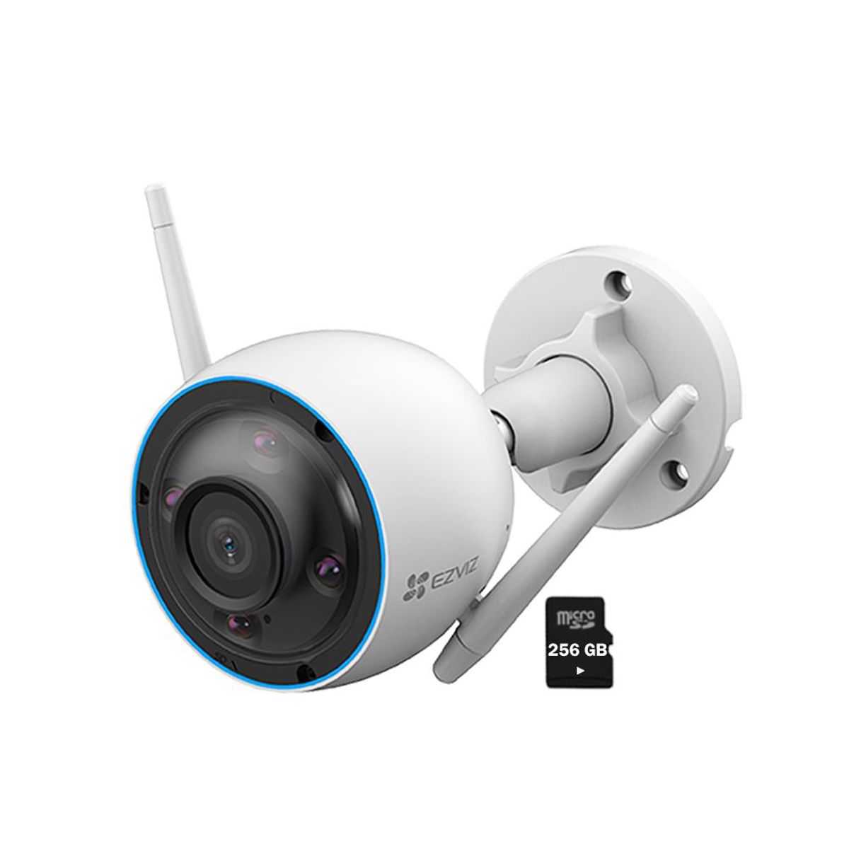 EZVIZ - Cámara Seguridad Wifi Exterior H3 2K 3MP Ezviz Visión Noche + SD 256GB