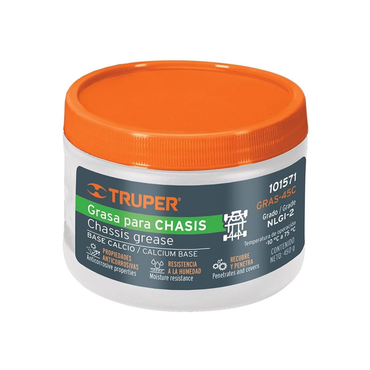 Truper - Grasa lubricante para chasis, base calcio, 450 g, Truper