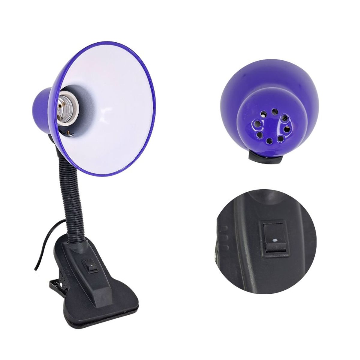 GENERICO - Lampara de Escritorio Flexible con Clip - Morado