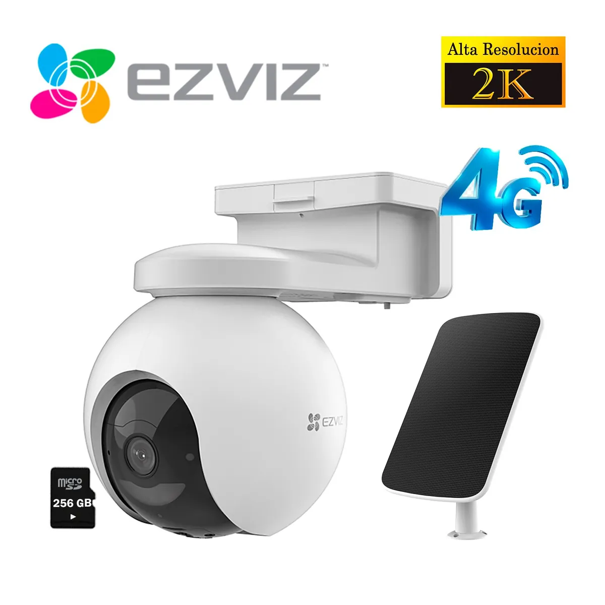 EZVIZ - Cámara Seguridad EB8 4G 2K Ezviz Gps Exterior + Panel Solar SD 256GB