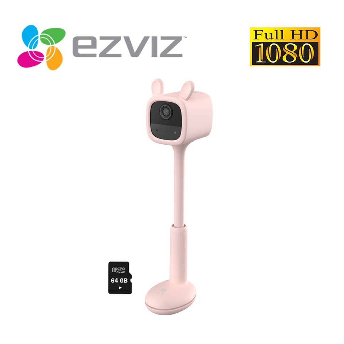 EZVIZ - Monitor de Bebé BM1 1080P Ezviz Rosado Wifi Inalámbrico Batería 64GB