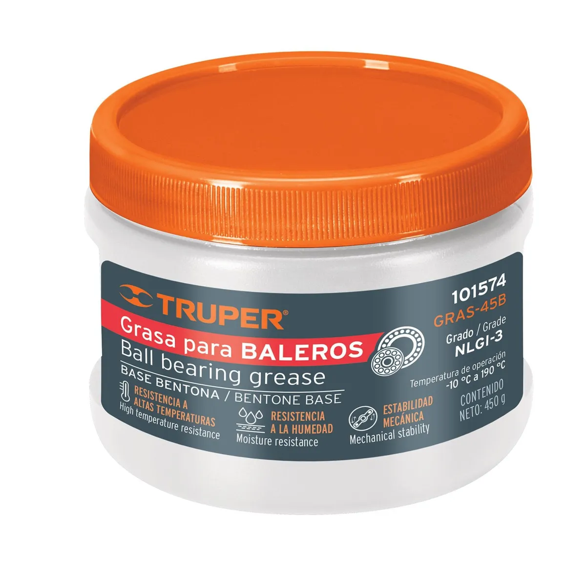 TRUPER - Grasa automotriz, base bentona, 450 g, Truper