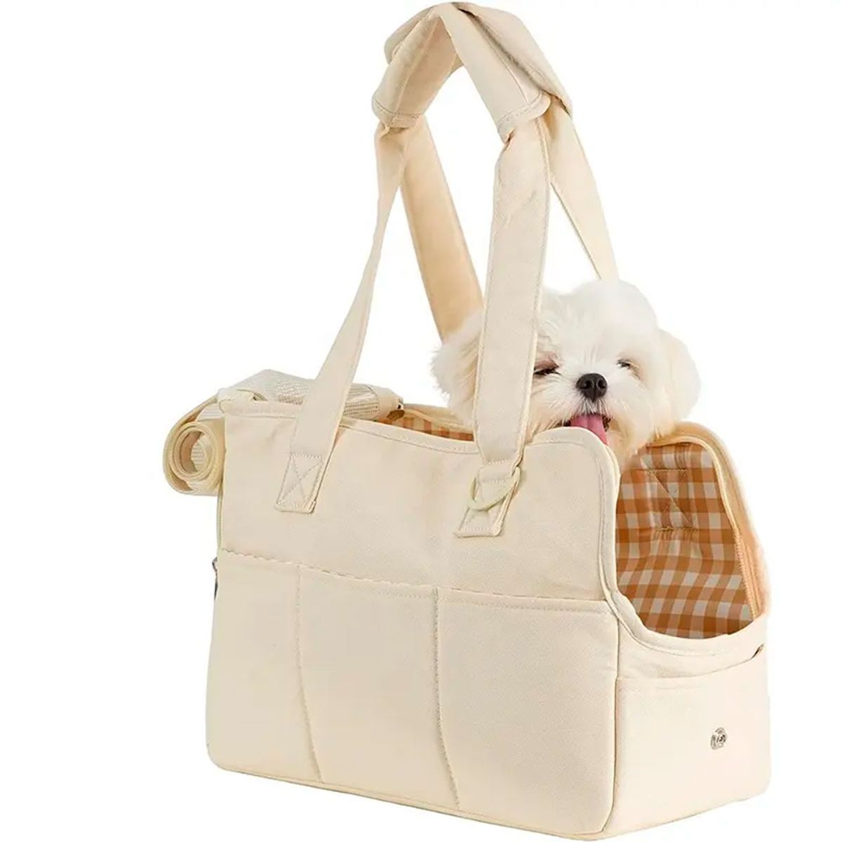 QUE PATAS PET SHOP - Bolso para Mascotas Pequeñas Talla M Beige