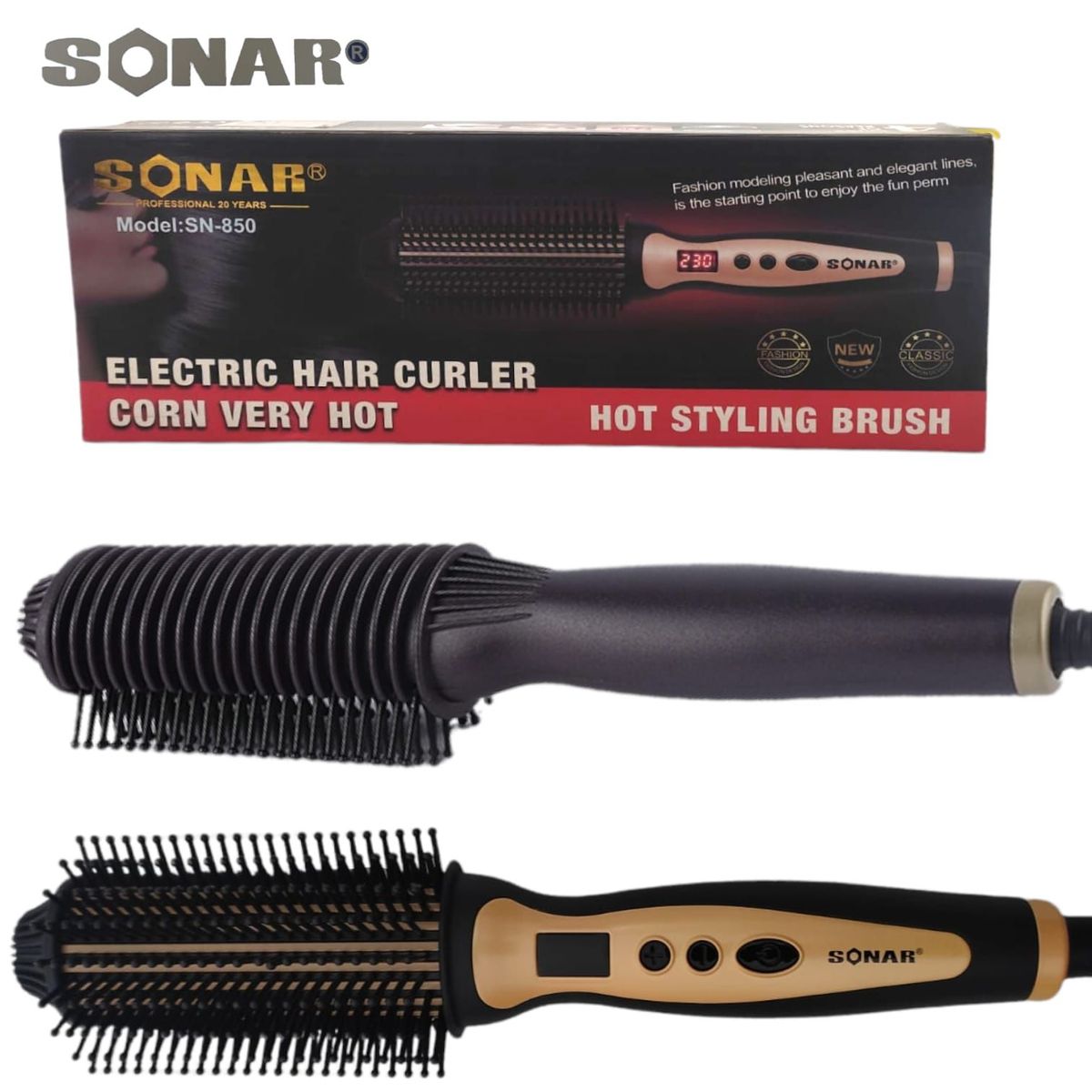 OEM - Cepillo Ondulador Eléctrico Digital SONAR SN-850 Niveles de Temperatura