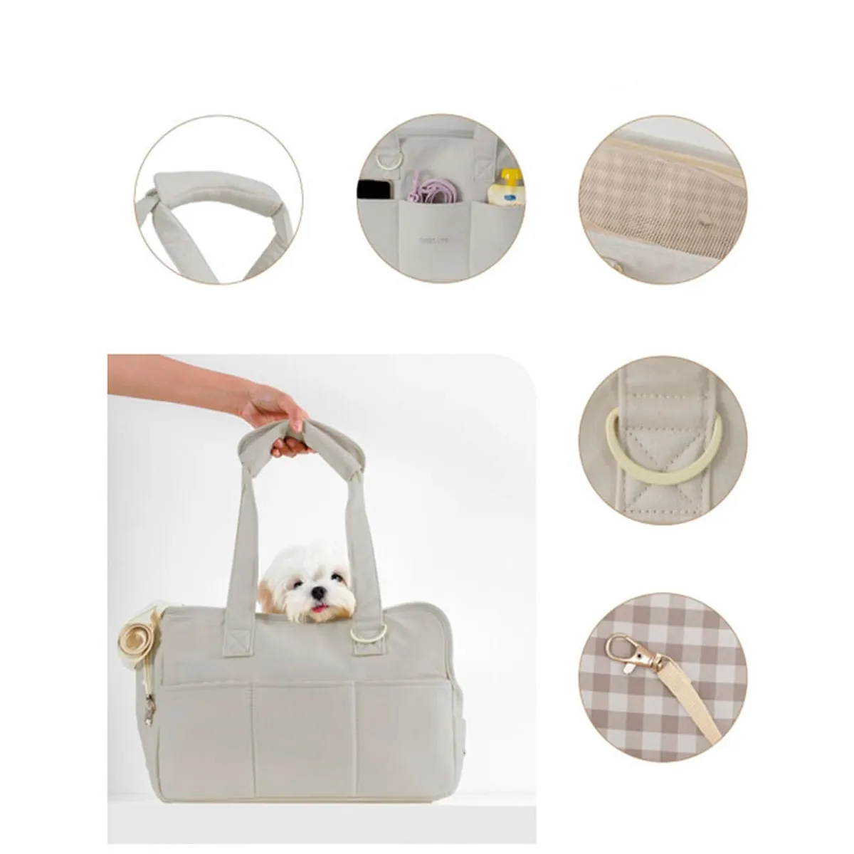 QUE PATAS PET SHOP - Bolso para Mascotas Pequeñas Talla M Gris