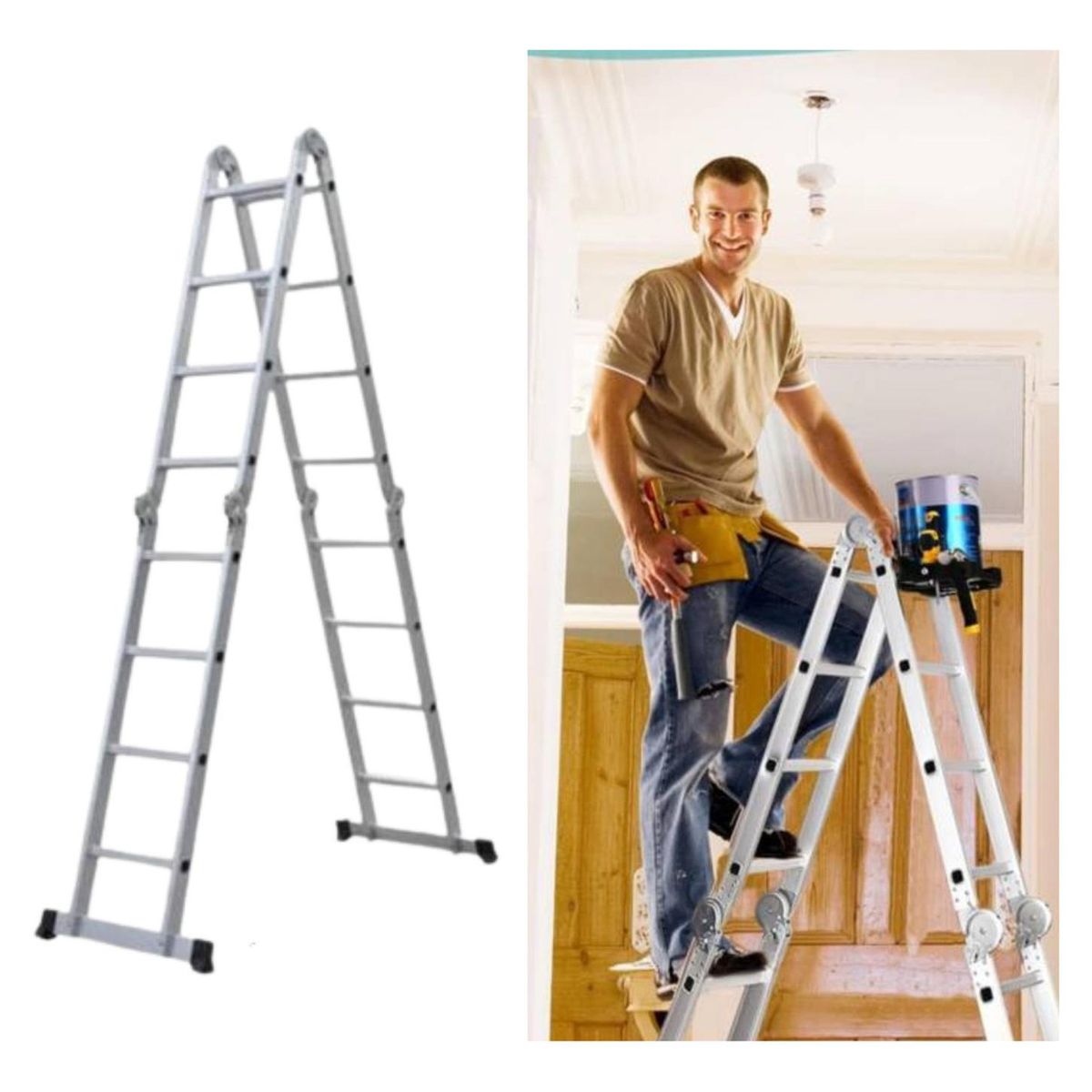 FERTON - Escalera multiposicion 16 peldaños soporta 150 Kg Ferton