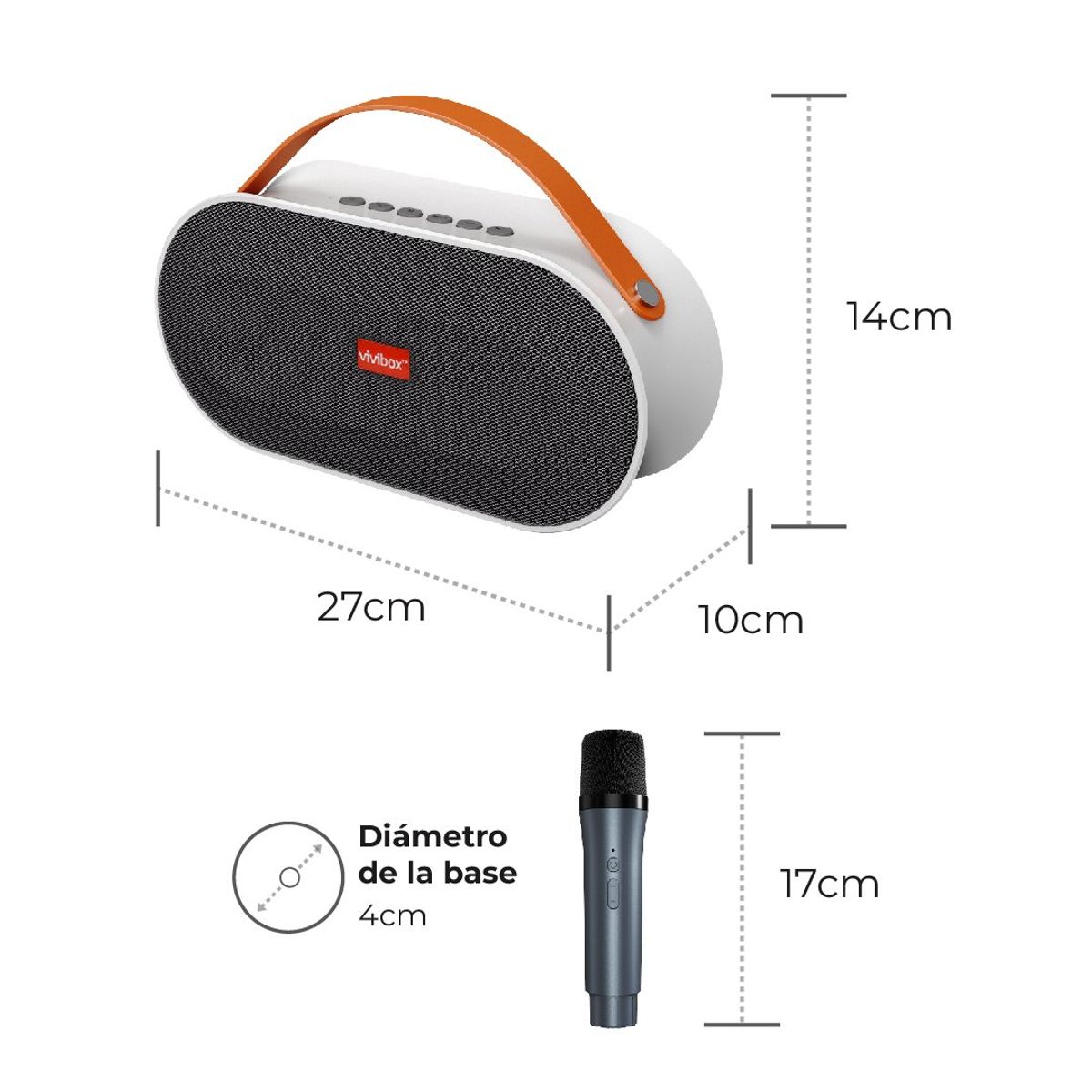 VIVIBOX - Karaoke Box altavoz portátil con micrófono blanco