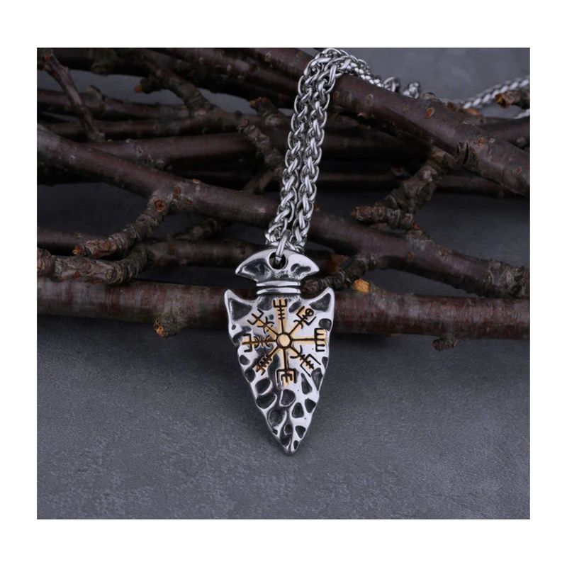 GENERICO - Collar para hombre Vikinga con Lanza Gravado - Acero inoxidable 316L