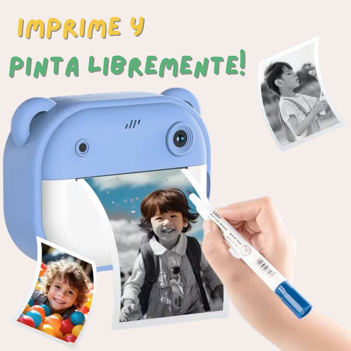 GENERICO - Cámara Digital Instantánea Mini Impresora Para Niños - Celeste