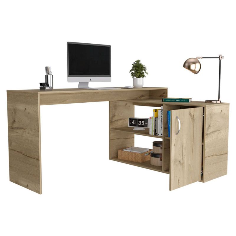 TU MESITA - Escritorio Moderno en L 1 puerta Rogelio color Duna TU MESITA