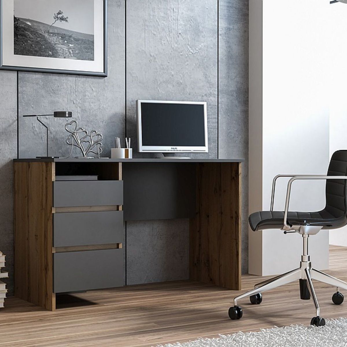 TU MESITA - Escritorio Clásico Melody 3 cajones color MarrónNegro TU MESITA