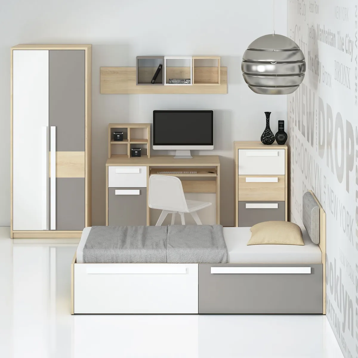 TU MESITA - Escritorio Clásico Evelyn multicolor 1 cajón 1 puerta TU MESITA