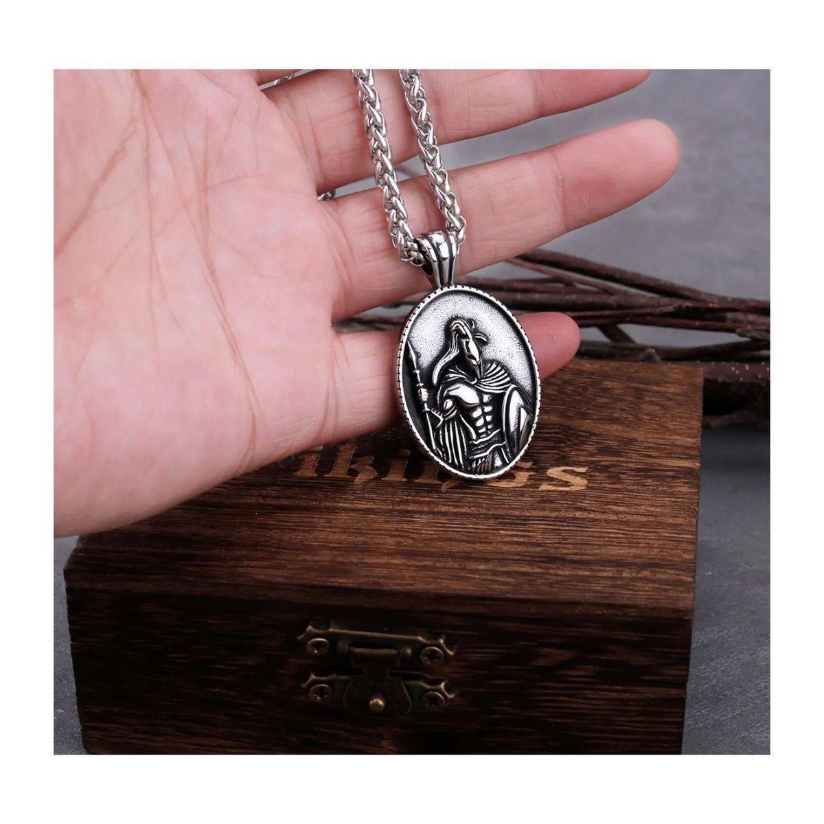 GENERICO - Collar para hombre de espartado estilo vikingo - Acero inoxidable 316L