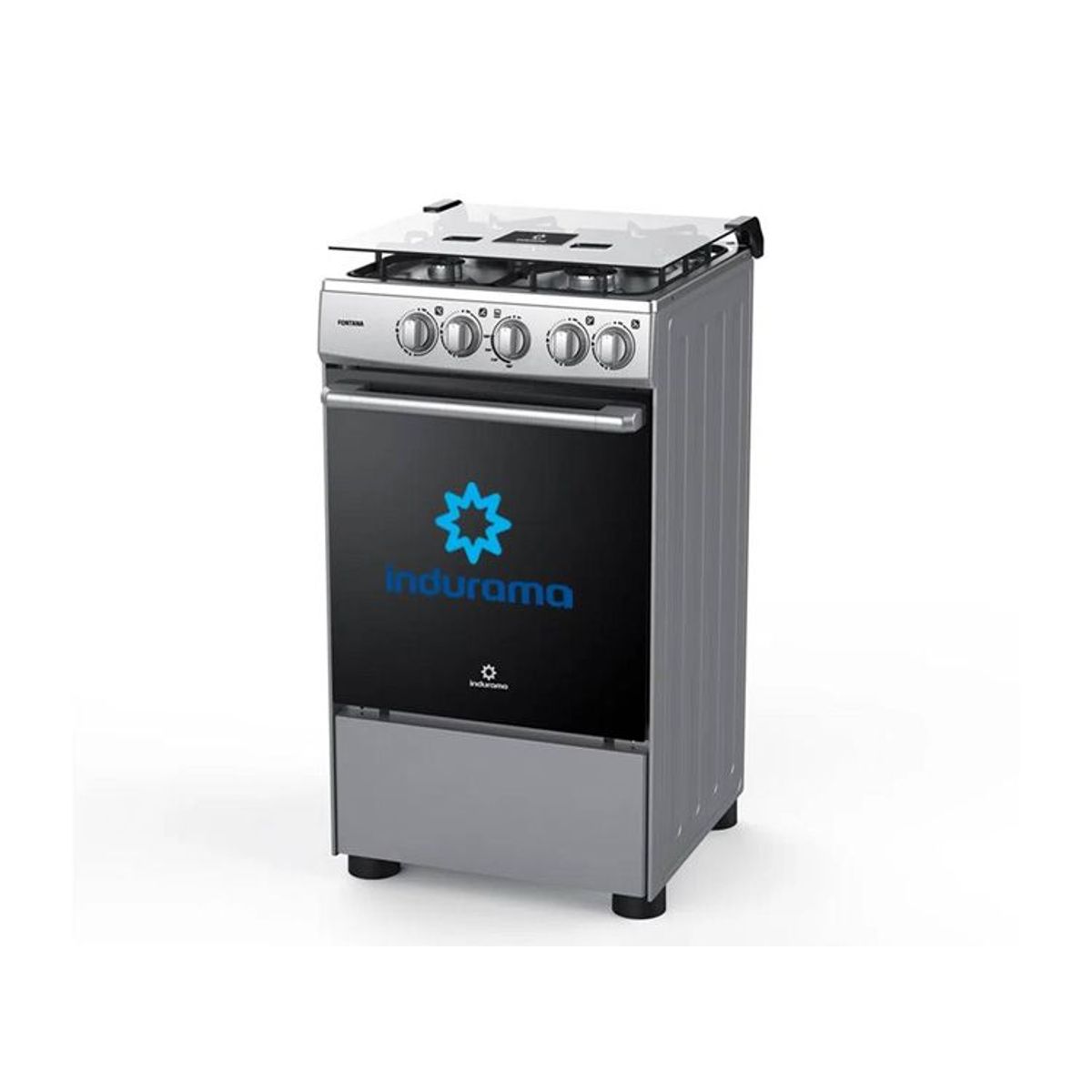 INDURAMA - Cocina a gas fontana color gri smarca Indurama de 4 Hornillas
