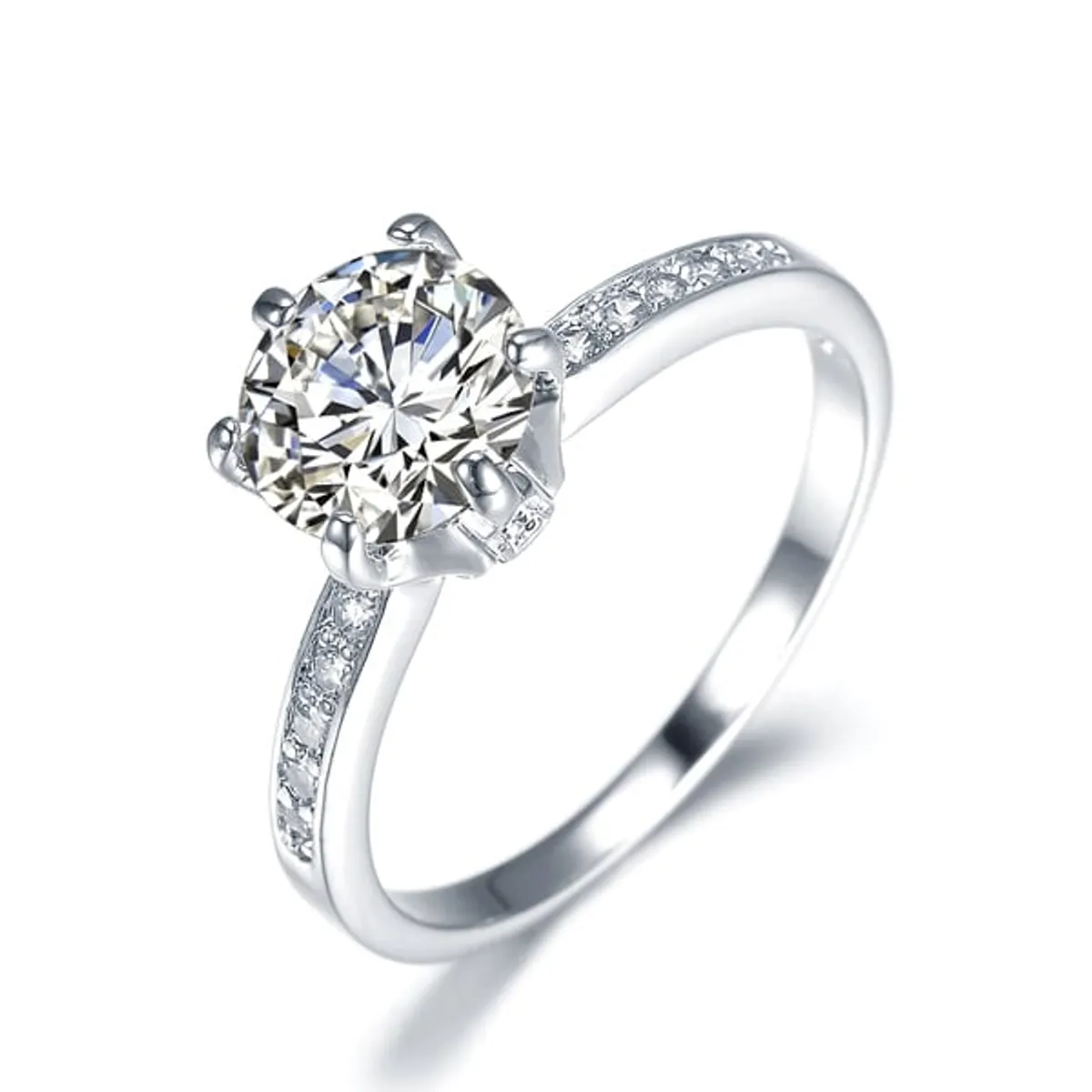 LA TIENDA 88 JOYAS Y ACCESORIOS - La Tienda 88 - Anillo De Compromiso Mujer Bañado Oro de 18k - Blanco