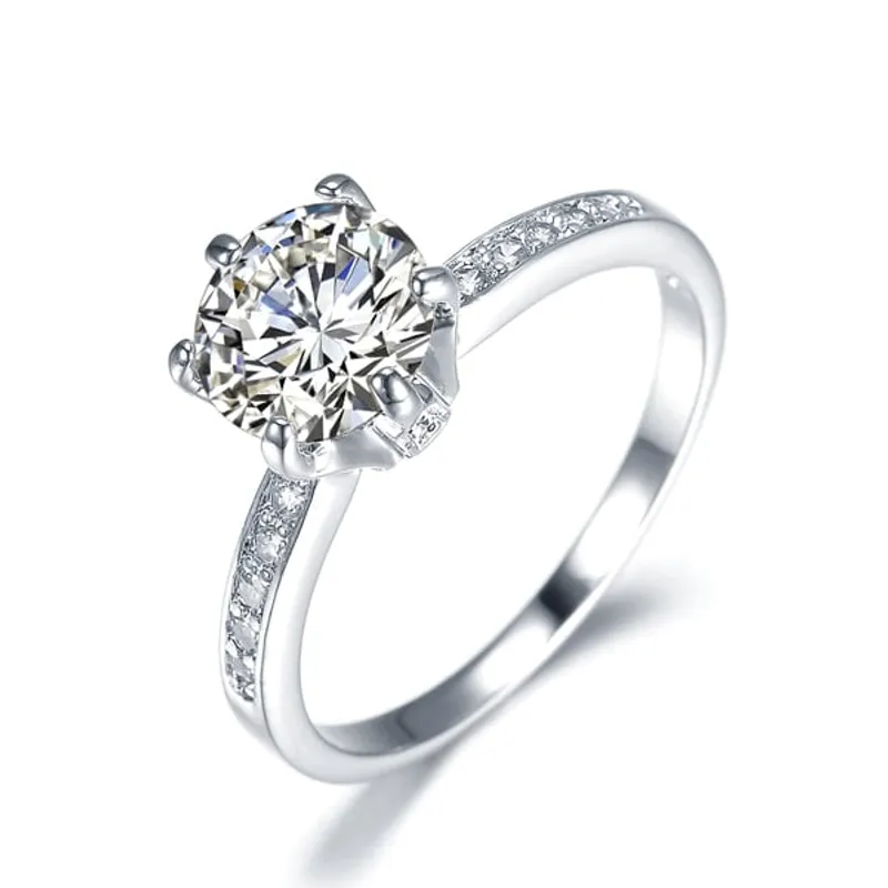 LA TIENDA 88 JOYAS Y ACCESORIOS - La Tienda 88 - Anillo De Compromiso Mujer Bañado Oro de 18k - Blanco