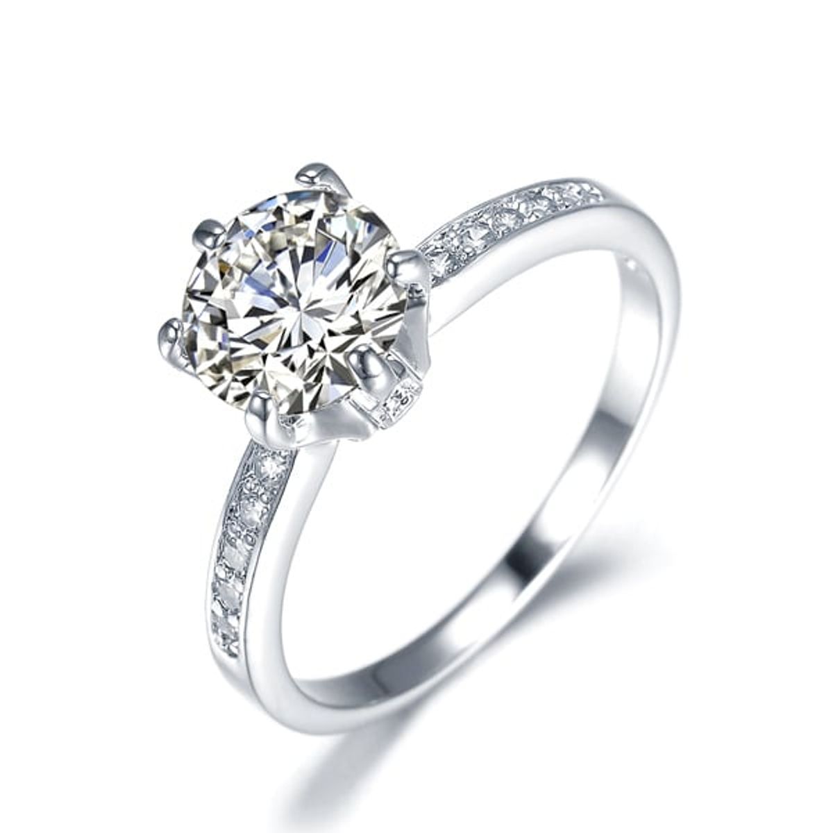 LA TIENDA 88 JOYAS Y ACCESORIOS - La Tienda 88 - Anillo De Compromiso Mujer Bañado Oro de 18k - Blanco